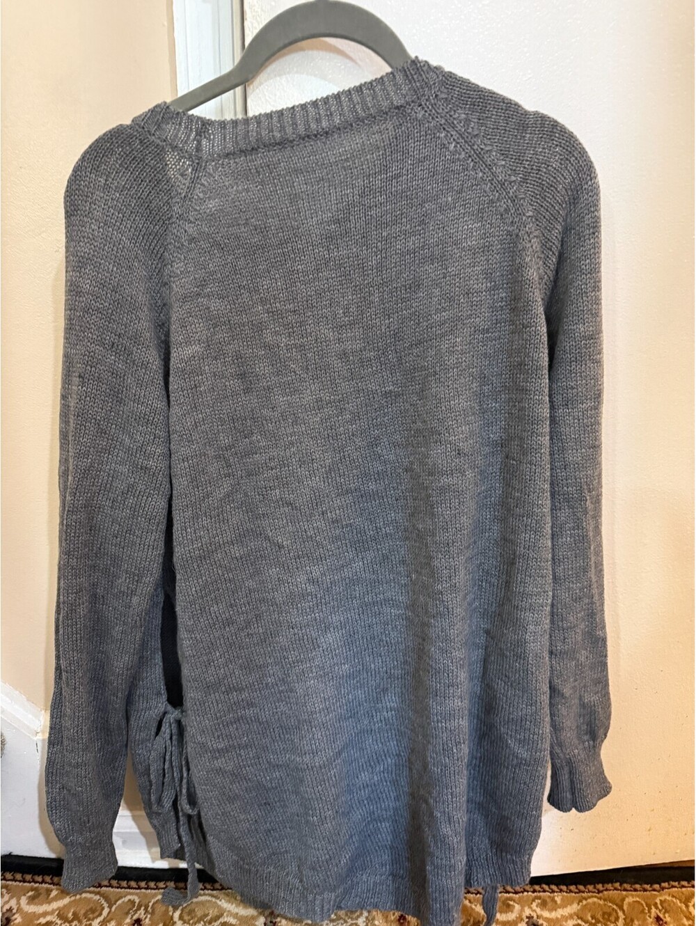SHEIN Women's Gray Tunic Sweater Side Tie Slit Pullover